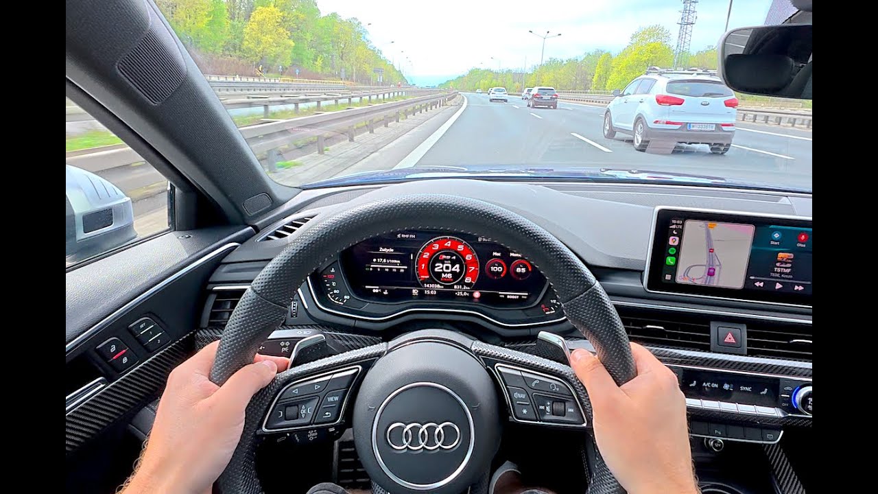 2019 Audi RS4 Quattro 2.9L V6 TwinTurbo 450 HP - POV Test Drive exhaust sound and acceleration
