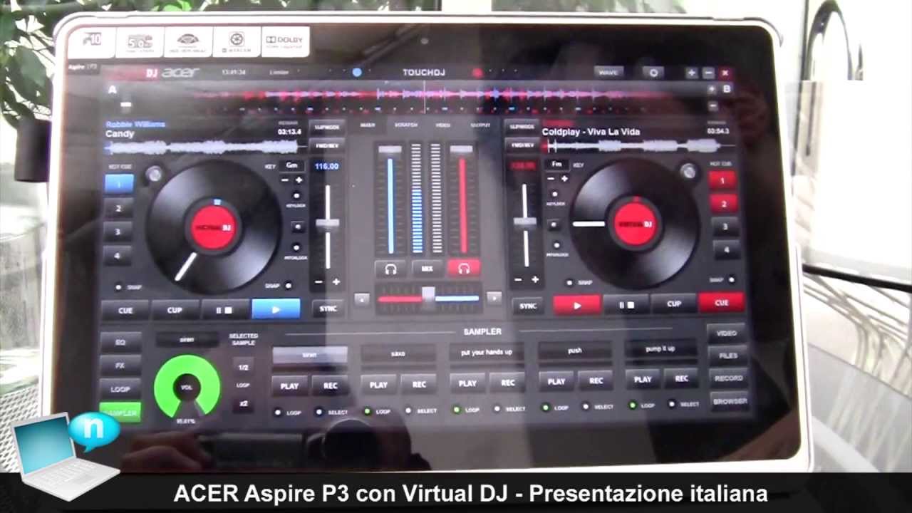 Acer Aspire P3 con Virtual DJ presentazione italiana