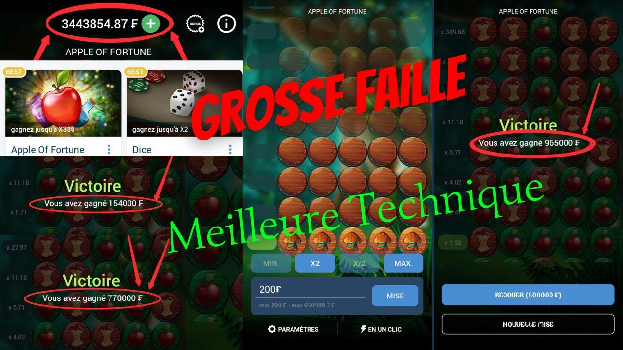 MEILLEURE TECHNIQUE QUI M'A DONNÉ 965.000Fr EN 12Min AVEC CE JEU APPLE OF FORTUNE sur #1xbet ...
