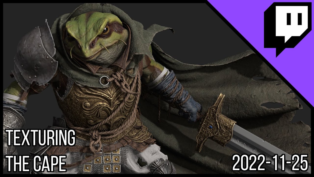 3D Character Sculpting - Marco Plouffe's Twitch Stream of 2022-11-25 - Texturing the Cape
