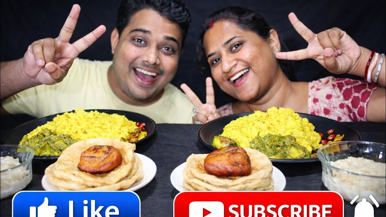 CHALLENGE!!Eating vog khichdi brinjal fry mix vegetablepotato purimalpoha (@RaazRaniEntertainment)