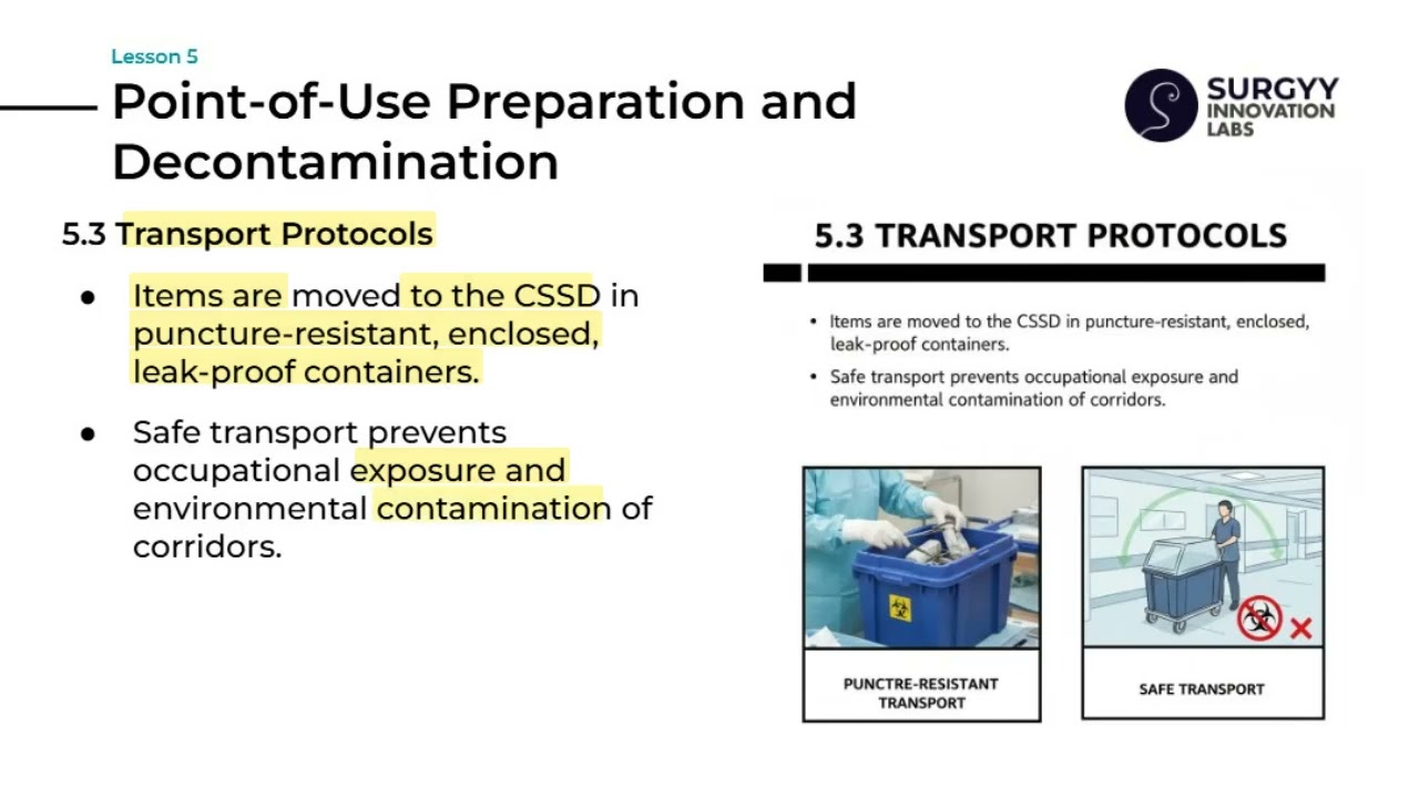 Lesson 5 | Point-of-Use Preparation | Sterilization, CSSD Basics & Instrument Handling