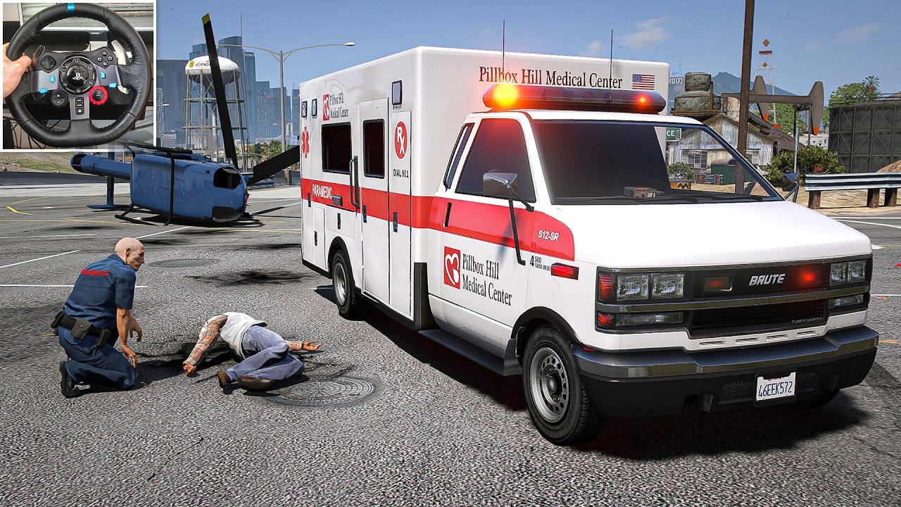 GTA 5 Let's Go To Work as Paramedic in LA | Steering Wheel Gameplay