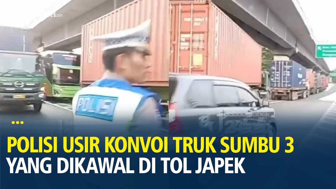 Polisi Hentikan dan Usir Konvoi Truk Sumbu 3 yang Dikawal di Tol Japek saat Arus Mudik