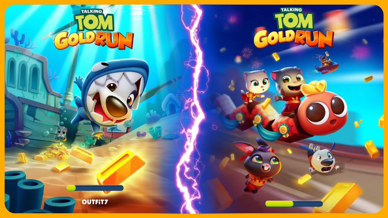 Talking Tom Gold Run Shark Hank Update vs New Year Update - Boss Ginger - Android Game