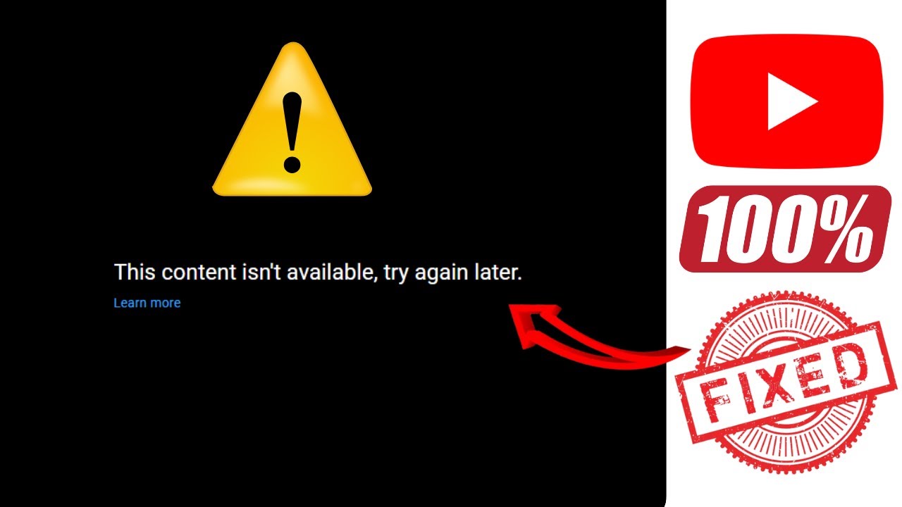 This content isn't available, try again later. YouTube problem 100% fixed | youtube not playing fix