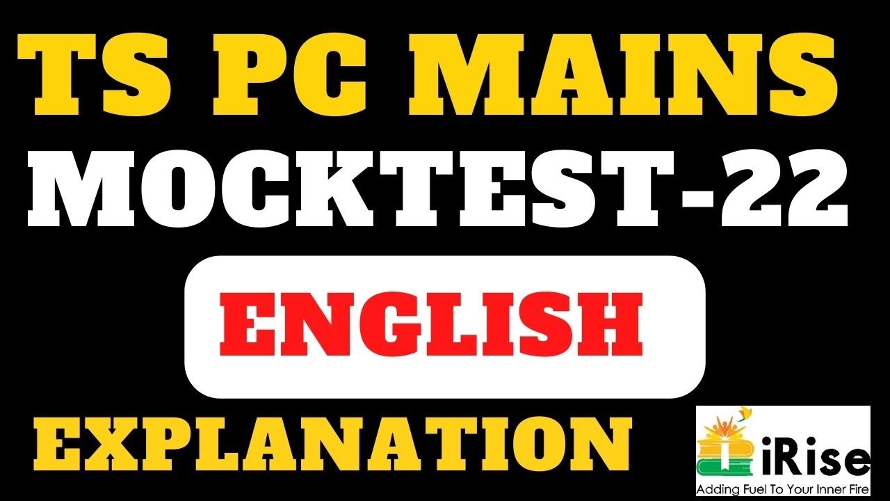 TS PC Mains English Mock Test -22 Explanation by Sandeep Sir