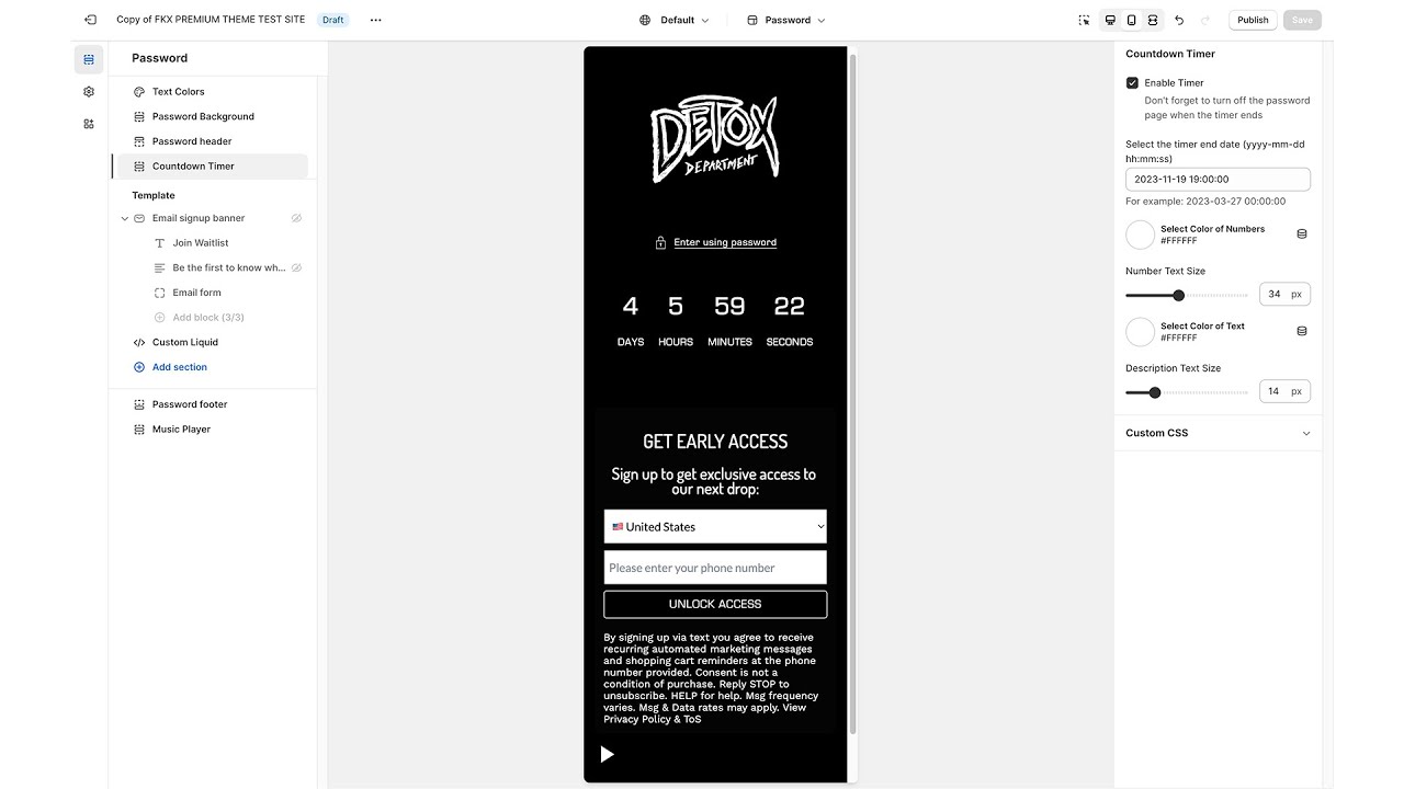 How To Add SMS Form Collector On Password Page With The FKX Premium Theme