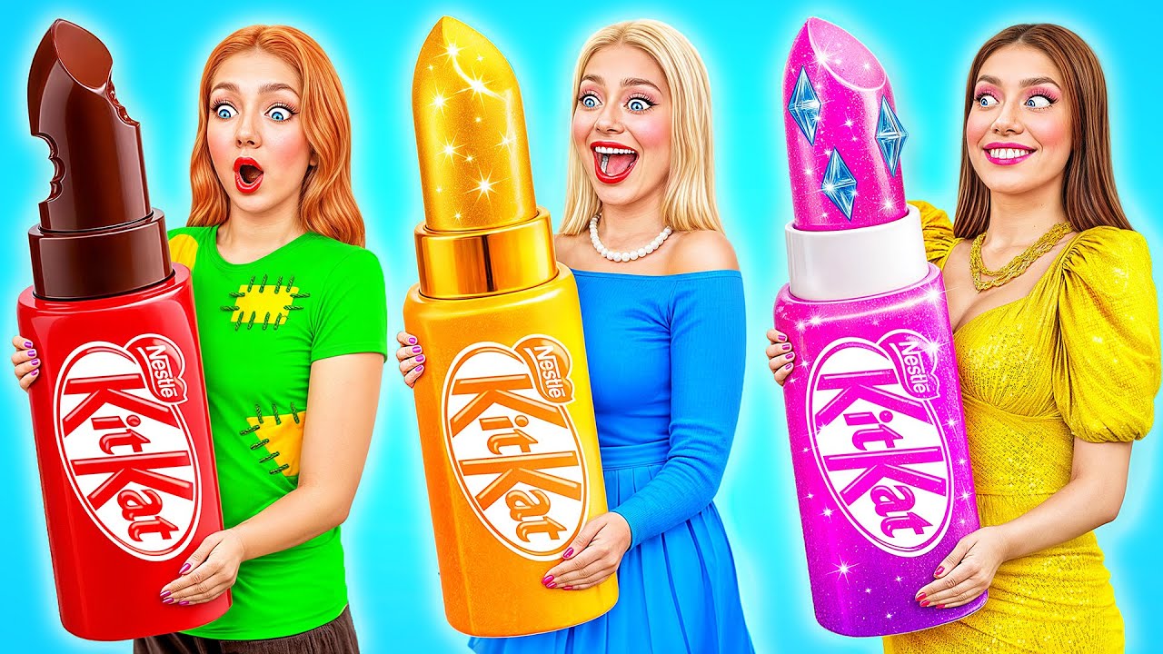 ريتش مقابل بروك مقابل تحدي غيغا للأغذية الغنية | المأجورون الغذاء مضحك Jelly DO Challenge