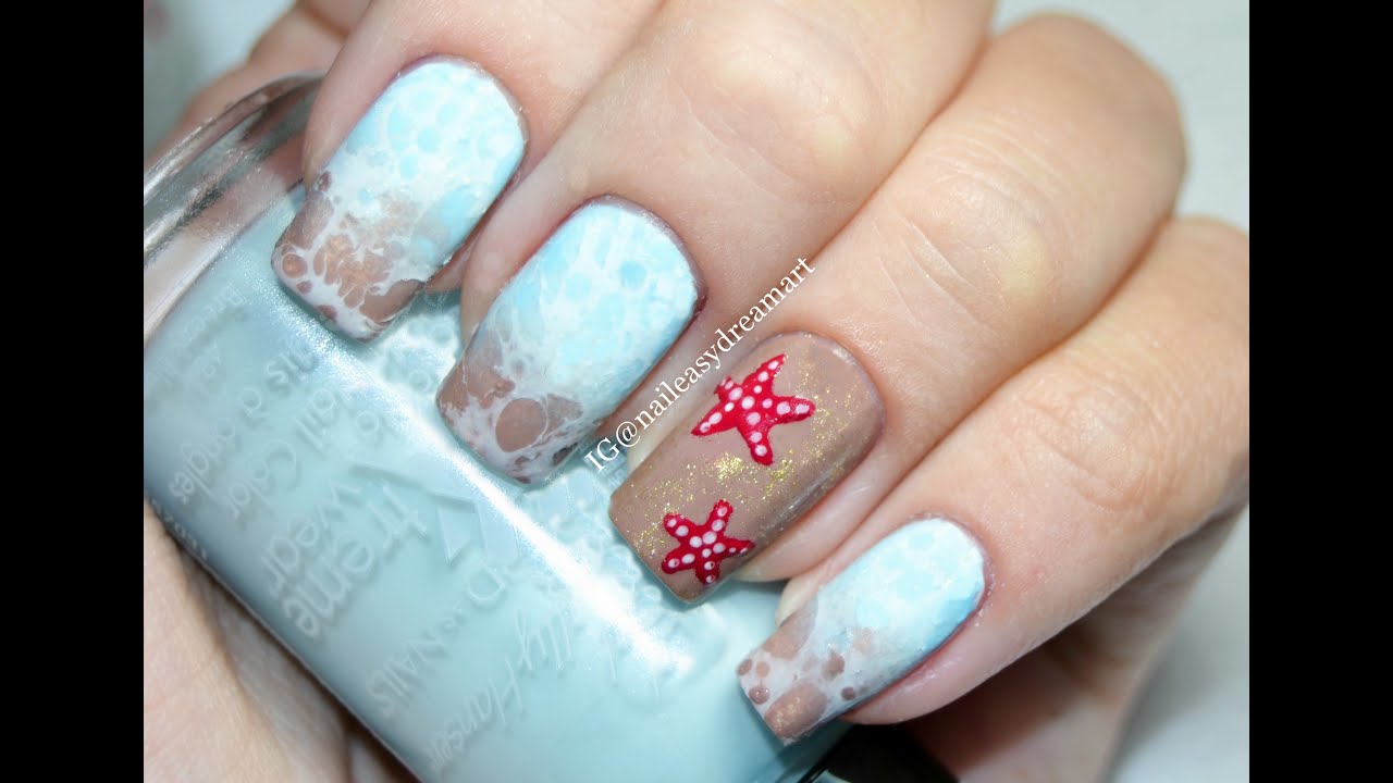 Sea Beach Nails Water Spotted Nail Art | Водный Маникюр на лето 
