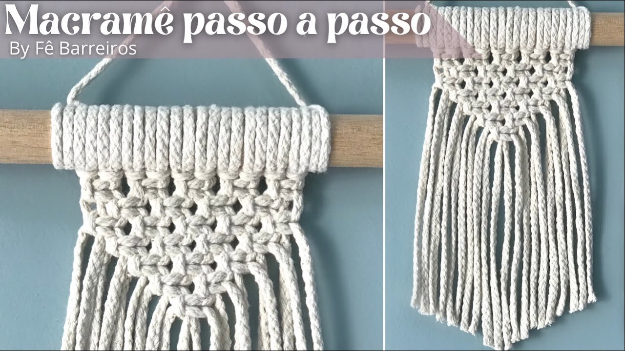Mini Painel em macramê passo a passo para iniciantes | Fê Barreiros #macrame