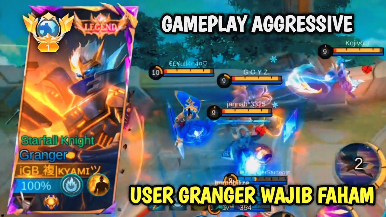 TOP 1 GLOBAL GRANGER TUTORIAL CARA BERMAIN GRANGER AGGRESSIVE DI LANE ! BEST GAMEPLAY - MLBB
