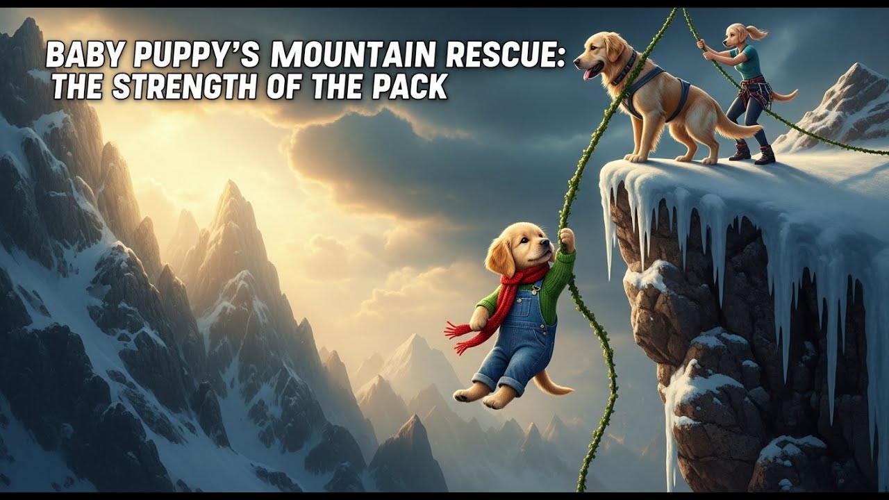 Baby Puppy’s Mountain Rescue: The Strength of the Pack 🏔️🐾🛡️