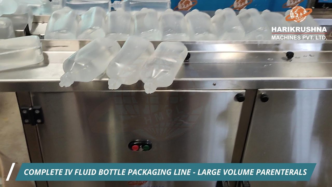IV Fluid Bottle Packaging Line for Large Volume Parenteral (LVP) by Harikrushna Machines Pvt. Ltd.