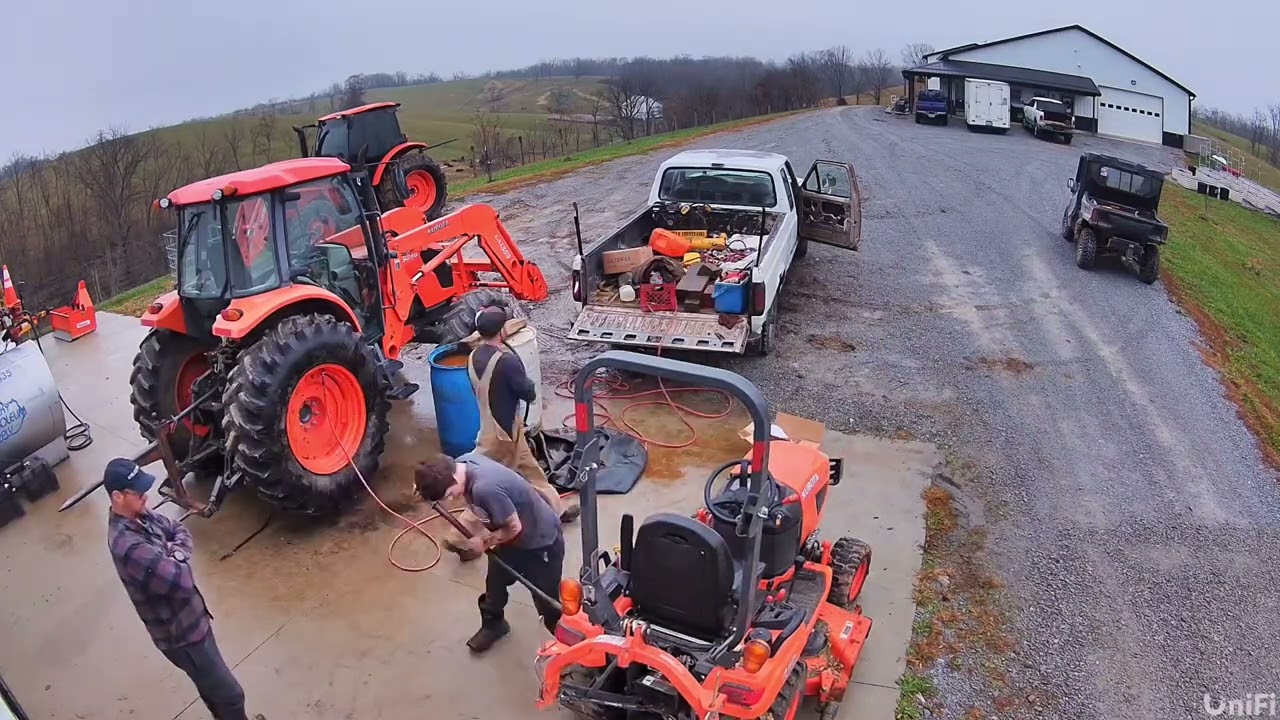 Kubota Nascar Team Fixing Tires on the Farm 