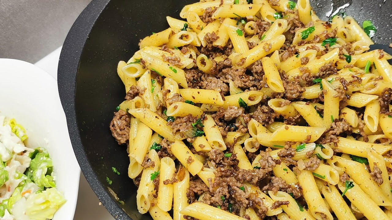 Schnelles Nudelgericht mit Hackfleisch ❤️ lecker und einfach Rezept zum selbermachen