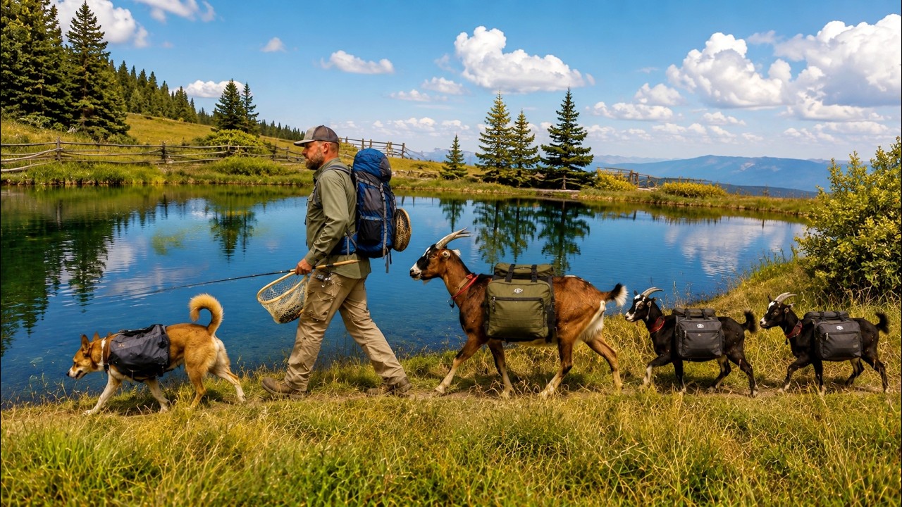 Three Pack Goats, a Dog, Two Alpine Lakes & One Hard-Earned Trout​ Dinner!Cooked on a Firebox Stove!