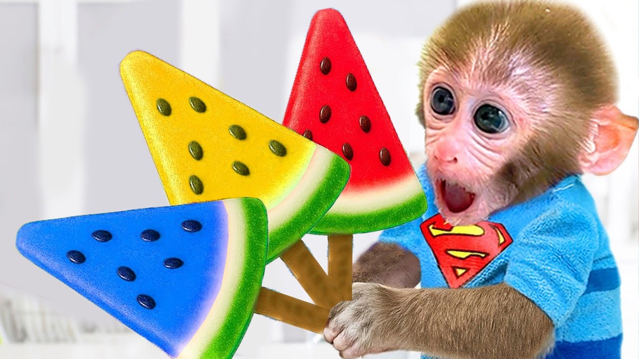 꼬마 원숭이 GoGo가 무지개 팝콘을 만들고 바나나를 먹어요 🌈🍿 - Gogo Monkey Aventure