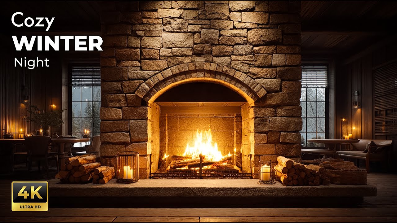 Luxury Fireplace Ambience 🔥 8 Hours Cozy Winter Night (4K)