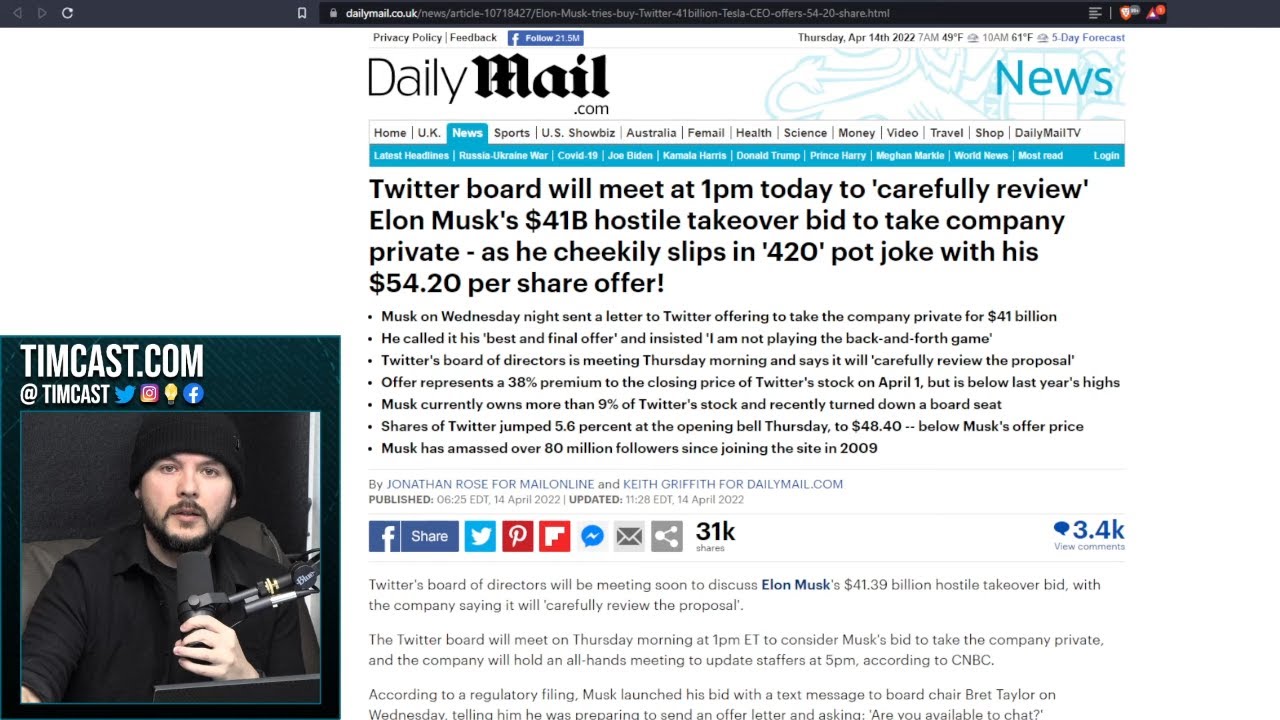 Twitter Holds EMERGENCY Meeting Over Elon Musk Hostile Takeover, Woke Corporations Use DIRTY TRICKS