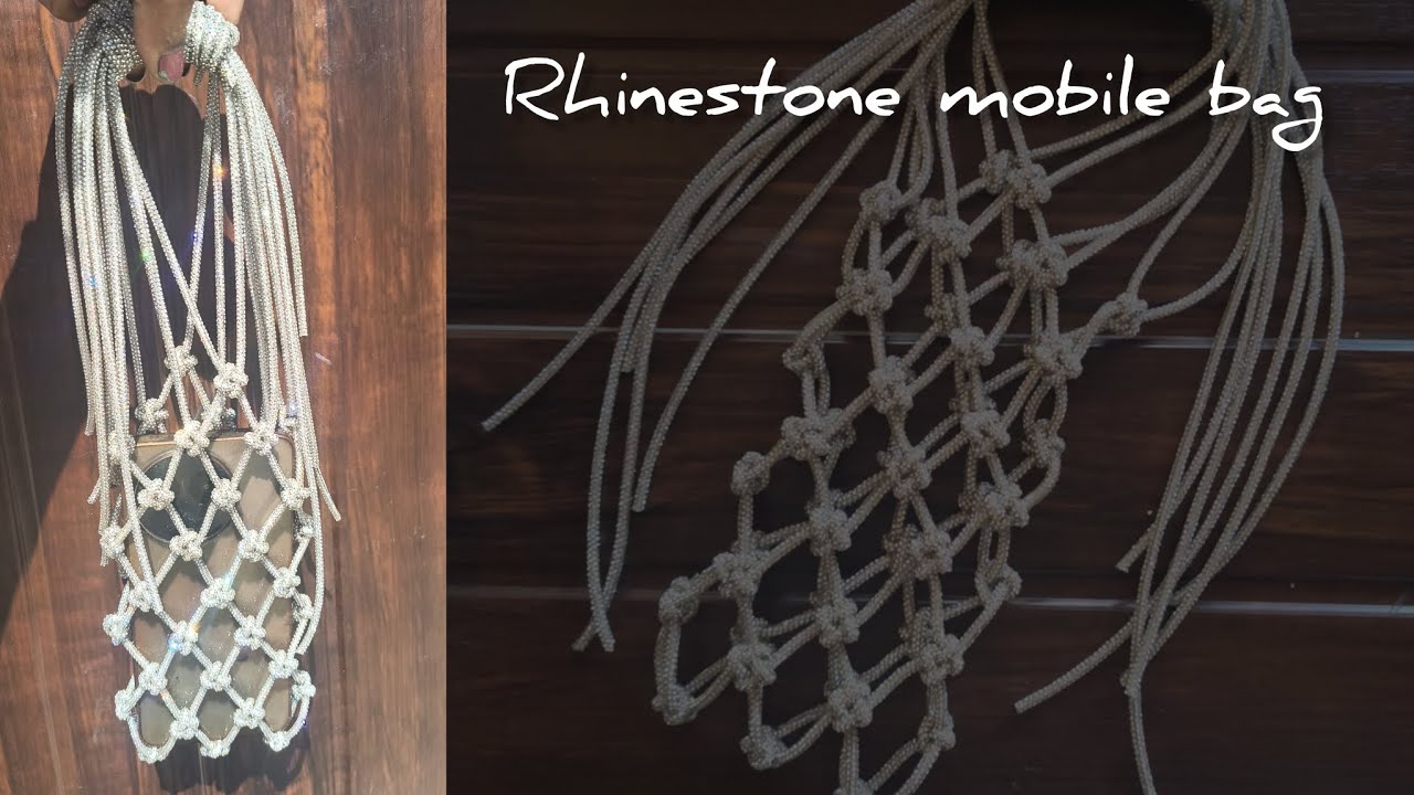 Macrame rhinestone mobile bag Tutorial | Rhinestone phone bag | Boho #rhinestones #diybagtutorial 