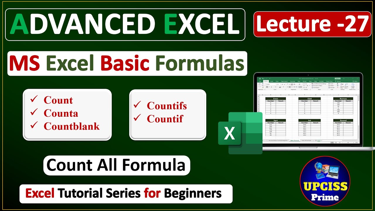 Microsoft Excel COUNT, COUNTA, COUNTBLANK, COUNTIF, COUNTIFS Formulas in Hindi | Lecture-27