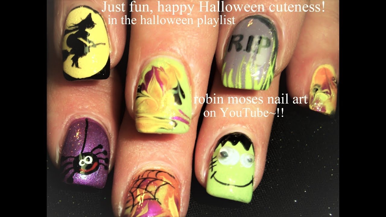 DIY Easy Halloween No Water Marble Nails design | Nail Art Marbling