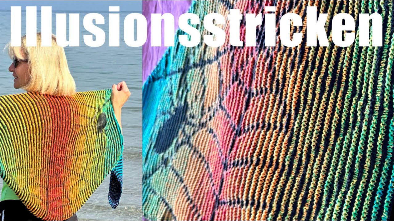 Illusionsstricken - Erfahrungsbericht -Dreieckstuch mit Schattenstrickerei