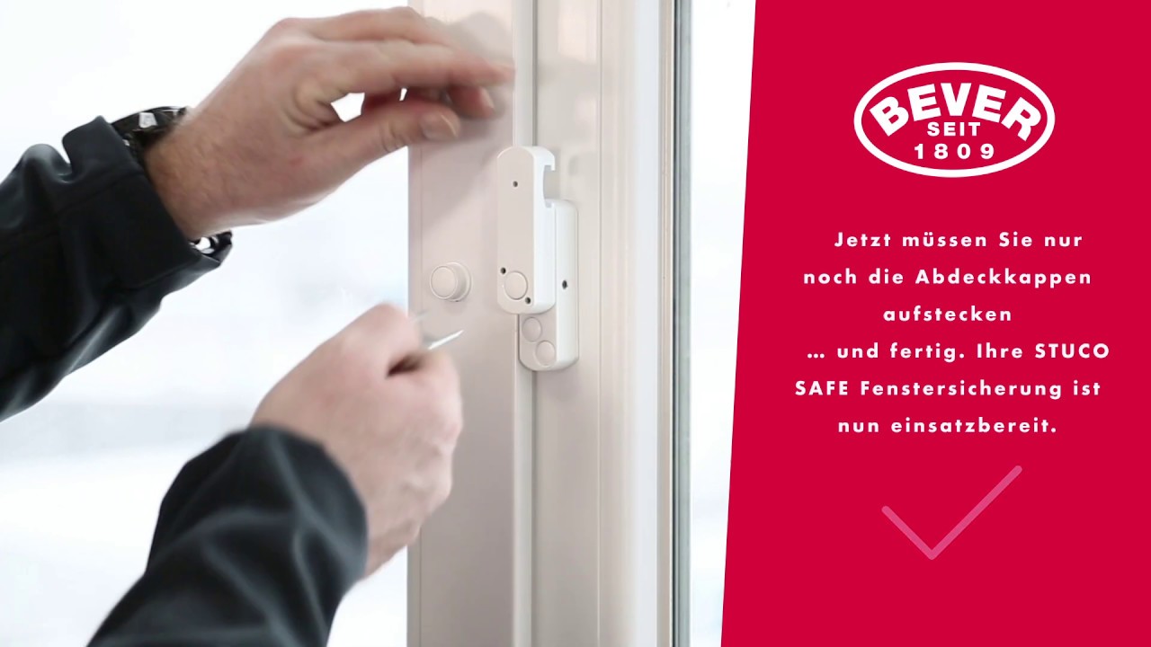 Bever & Klophaus GmbH, STUCO SAFE Fenstersicherung, Montagevideo 22S, einflügelig, mit Pilzkopf
