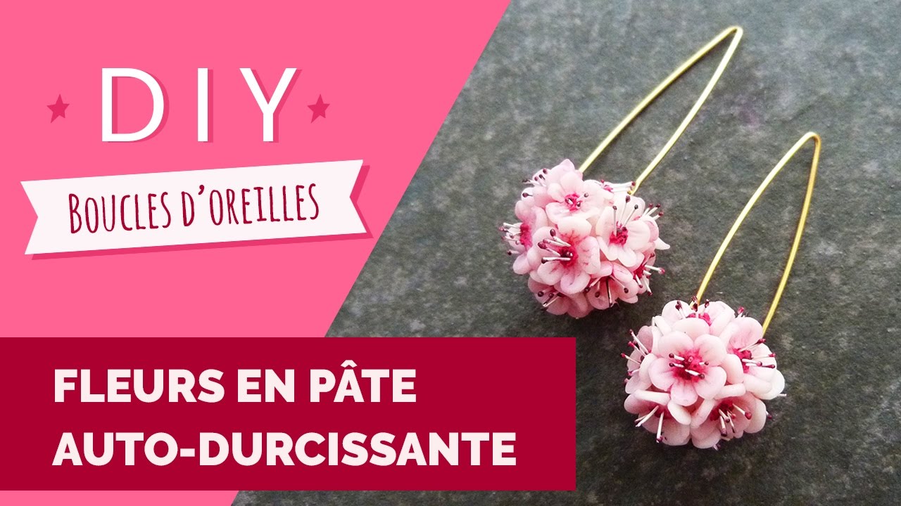 DIY : Comment réaliser des boucles d'oreilles fleurs de cerisier en pâte auto-durcissante Padico ?