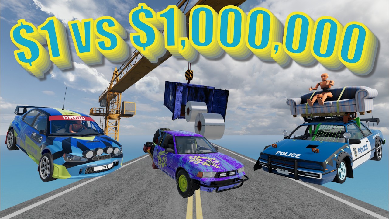 BeamNG | $1 vs $1,000,000 Cars VS SHIPPING CONTAINER