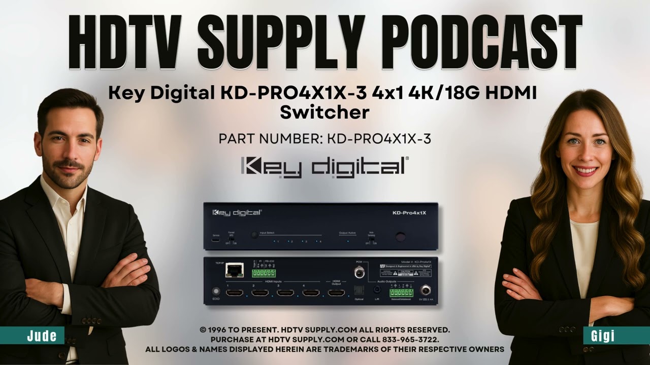 Key Digital KD-PRO4X1X-3 4x1 4K/18G HDMI Switcher