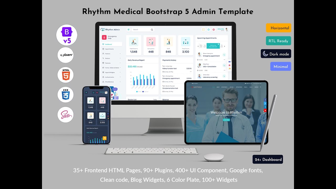 Responsive Medical Admin Template for Clinics, Hospitals, and Healthcare Management Systems