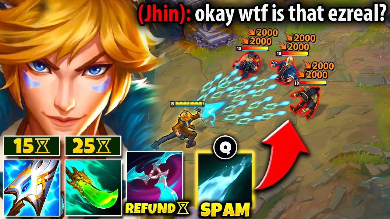 Ezreal but my Q has a 0 second cooldown and it looks like I'm hacking