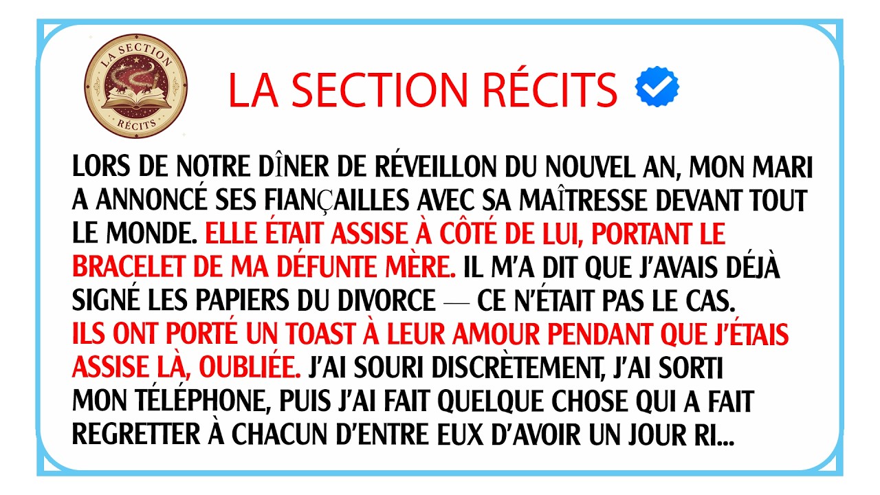 Mon mari annonce ses fiançailles au réveillon mais j'avais tout enregistré pour le ruiner