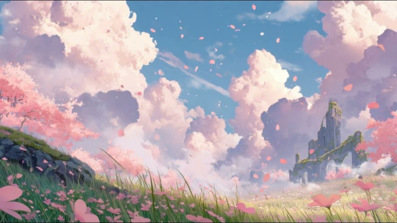 Floating Spring Clouds | Soft Fantasy Lofi for Study & Focus | Calm Blossom Ambience (1 Hour)