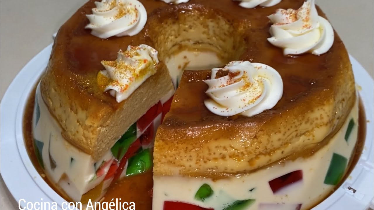 Flan con gelatina mosaico!! Delicioso y muy f&aacute;cil de hacer!! 🍮🍮