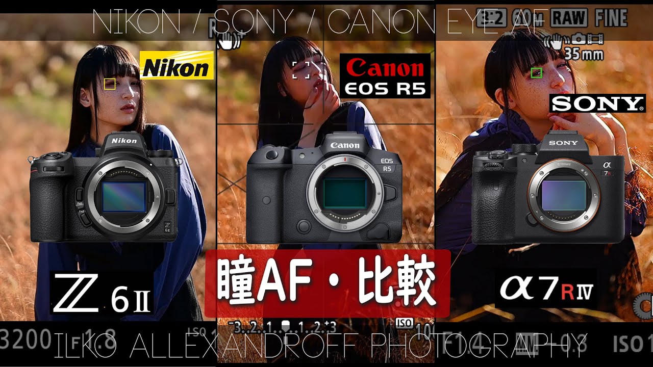 瞳AF比較！Nikon vs. Sony vs. Canon！ニコンZ6 II, ソニーA7R4, キヤノン EOS R5どっちが速い？ポートレートでの比較【イルコ・スタイル#520】
