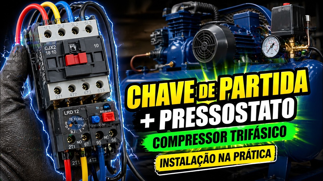 INSTALAÇÃO DE CHAVE DE PARTIDA + PRESSOSTATO EM COMPRESSOR TRIFÁSICO