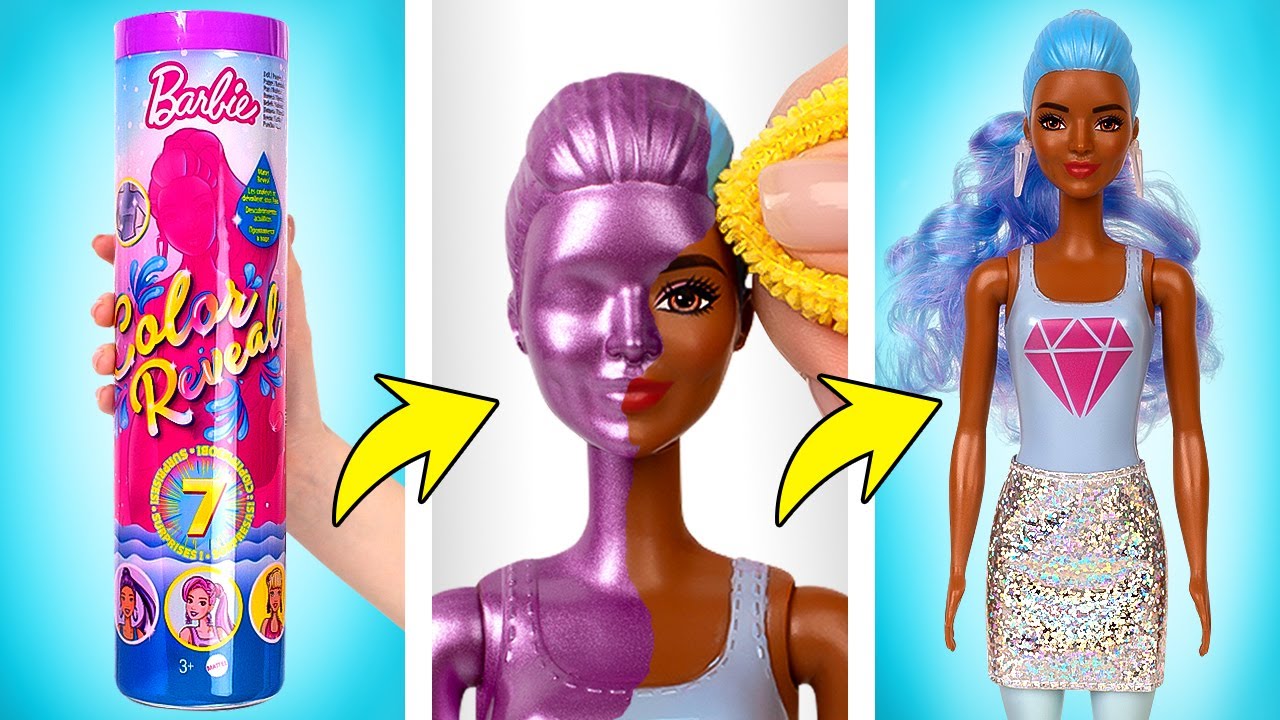 5 lalek Super Metallic Barbie Color Reveal | Zmień ich styl za pomocą wody!