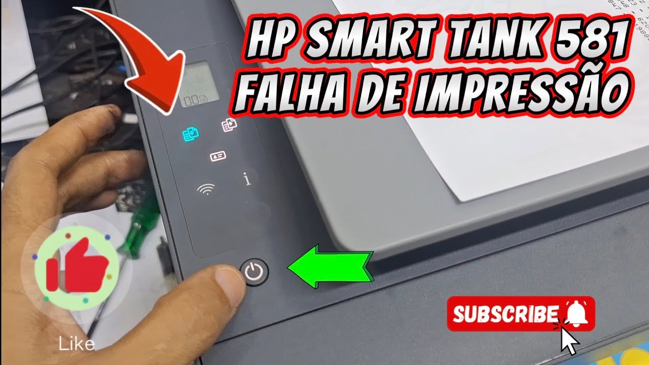 HP Smart Tank 581 com falha de impressão como RESOLVER.