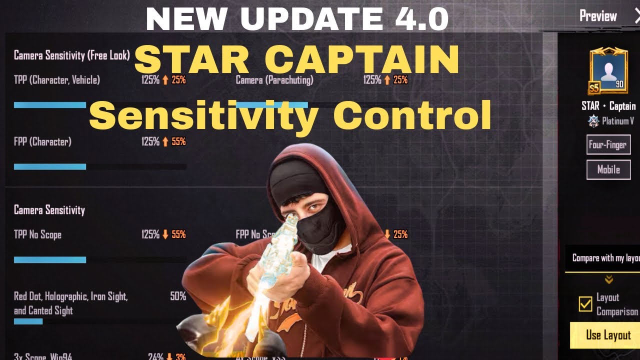 NEW UPDATE 4.0 STAR CAPTAIN SENSITIVITY & CONTROL CODE 2025 PUBG MOBILE & BGMI 