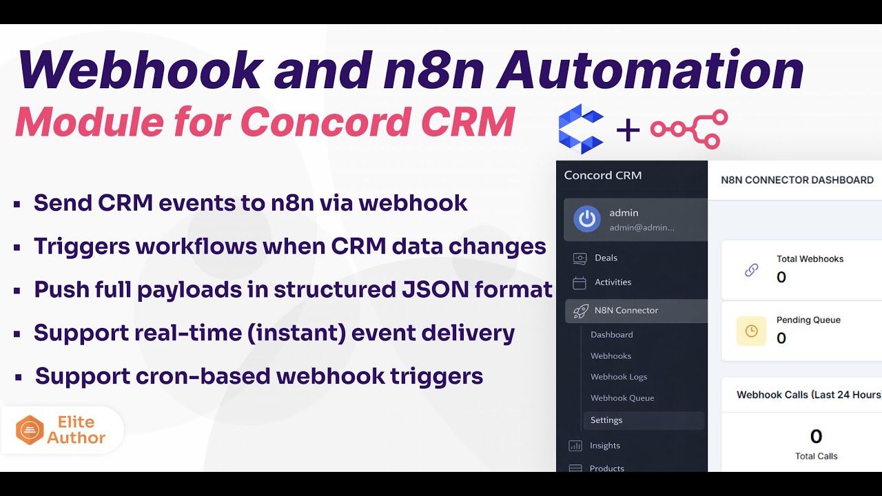 Concord CRM → n8n Webhook Connector | Installation & Trigger Setup (Envato Addon)