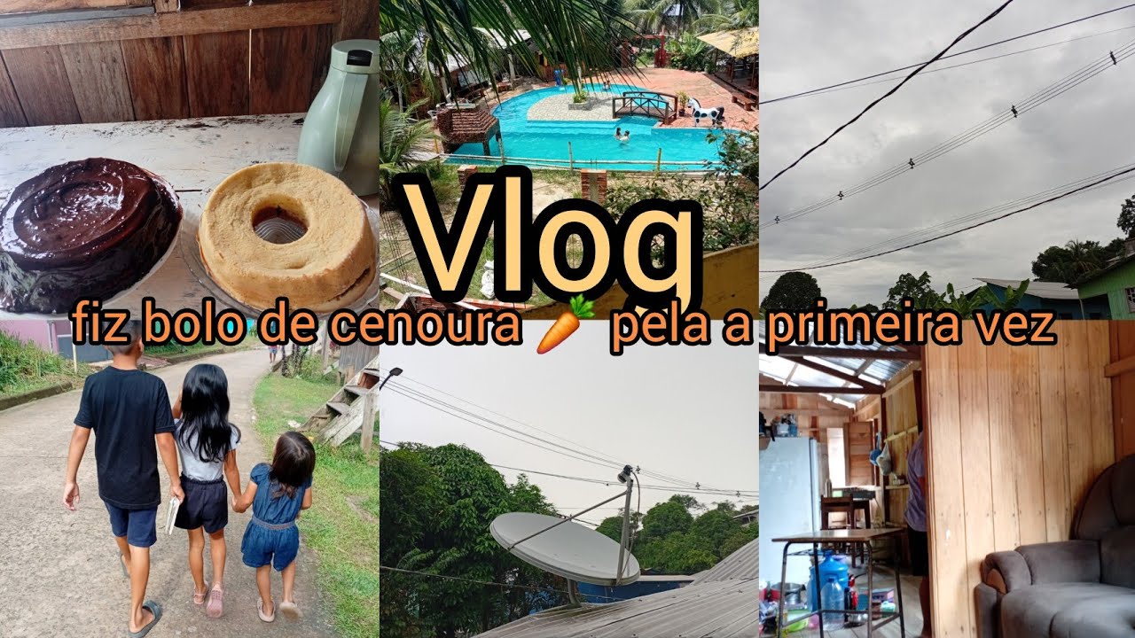 fiz bolo de cenoura 🥕 pela primeira vez  levei as crianças pra piscina 