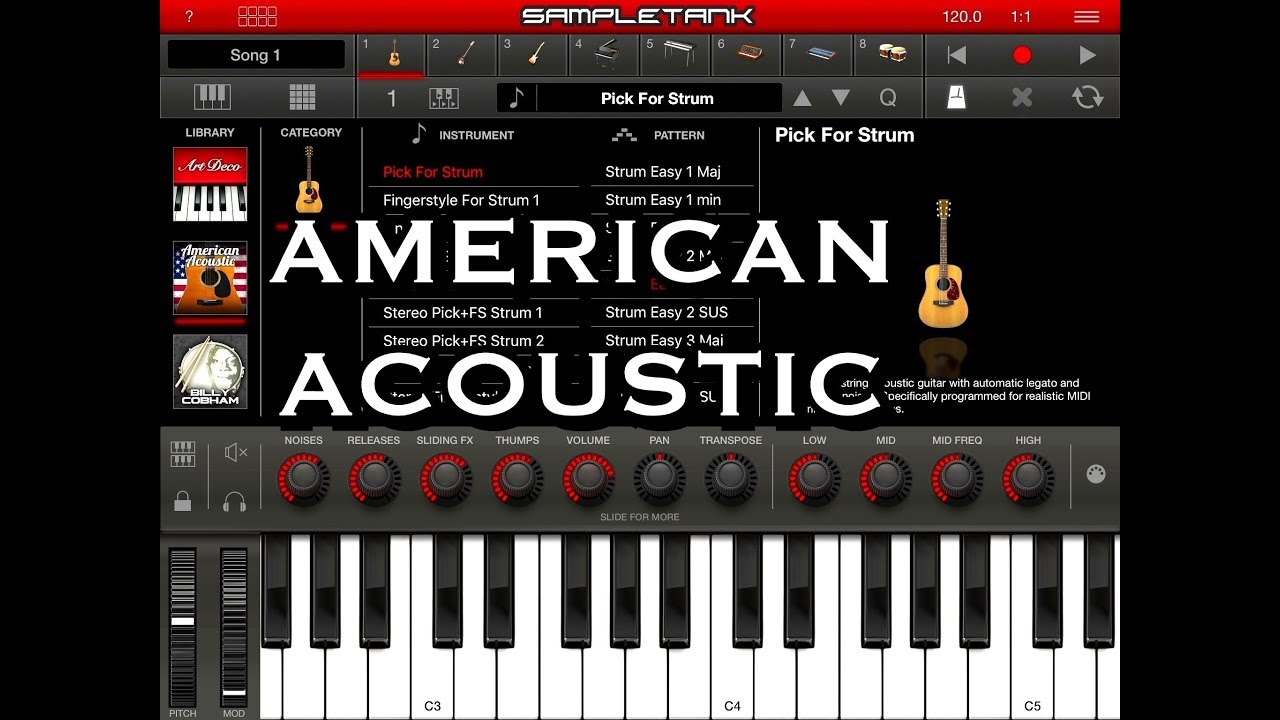 SampleTank — Играем удивительный и прекрасный пакет AMERICAN ACOUSTIC IAP — Демо для iPad