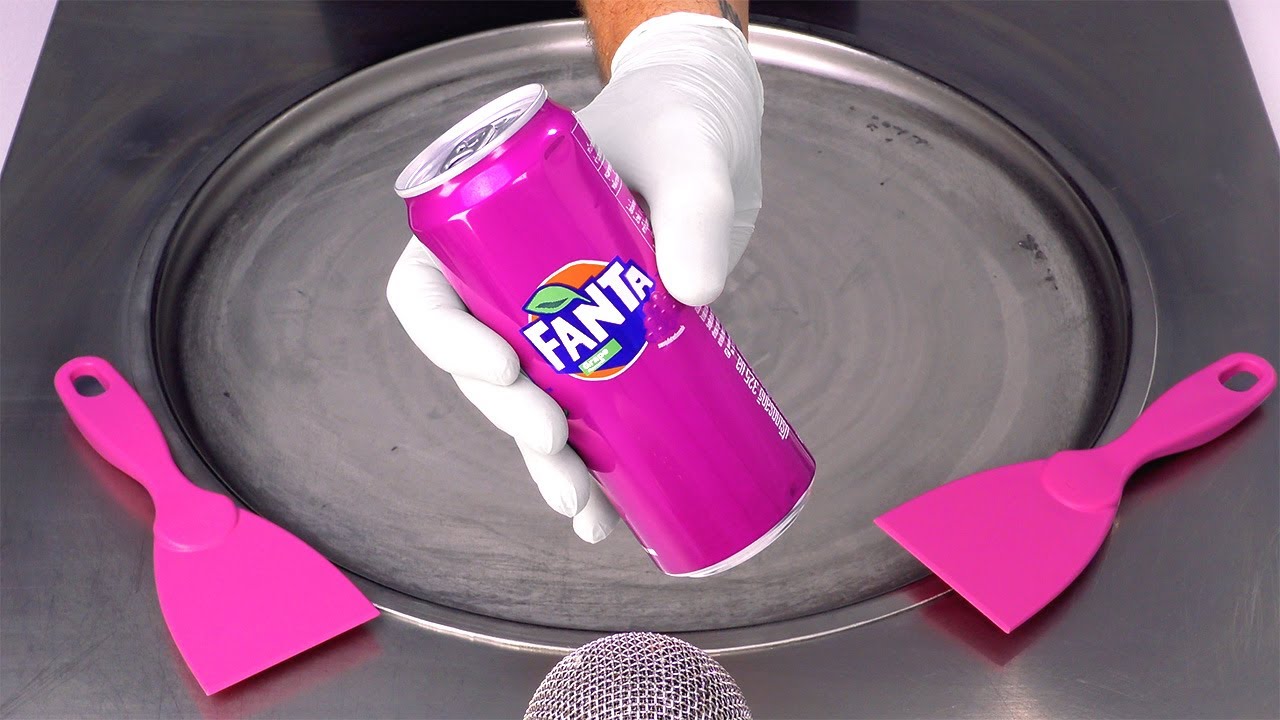 How to make Thai Ice Cream with Fanta Grape | Thailand rolled fried Ice Cream Rolls - ASMR