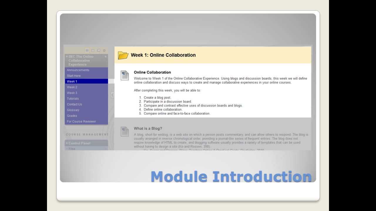 The Online Collaborative Experience (Course Tour)