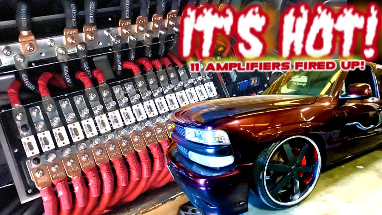 It's HOT! 11 Amplifiers Hooked up, Fused & Fired up on 17 Volts! SMD Chevy Tahoe