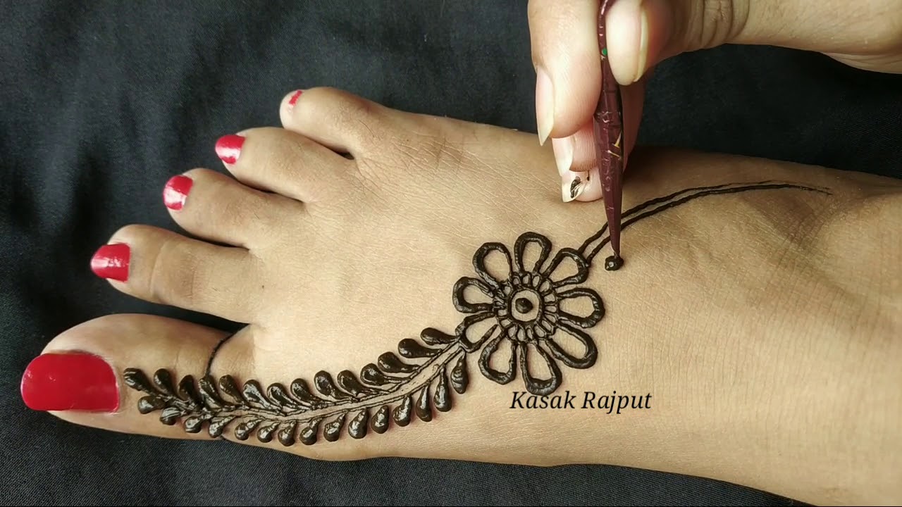 Most beautiful feet mehndi design for beginners | Easy leg mehndi design | Simple heena design |