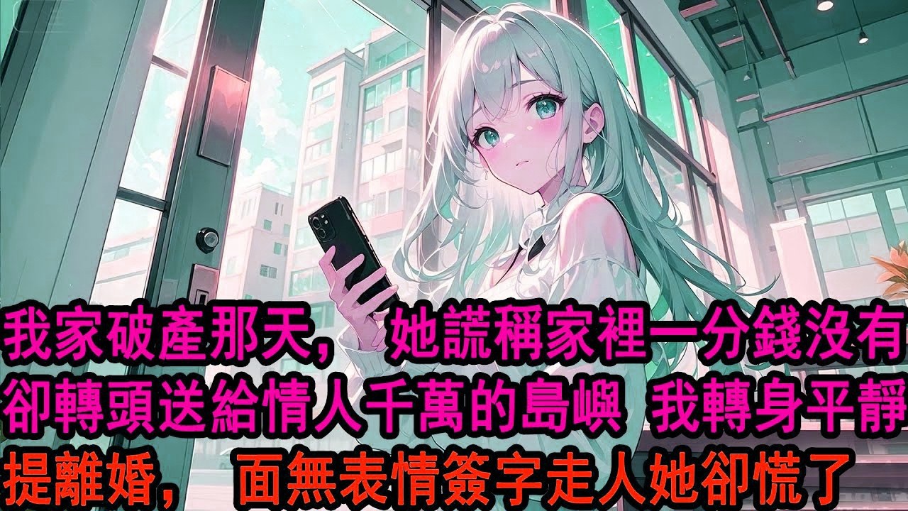 提离婚那天我很平静,像是我们从没爱过，她詫異：你一點也不難過？我笑了，21歲她在英國向我求婚，26歲我家破產，她寧願送情人價值千萬的島嶼也不給我拿一分，為她流淚？這樣的愛情，她不会看见,以后也不必看见